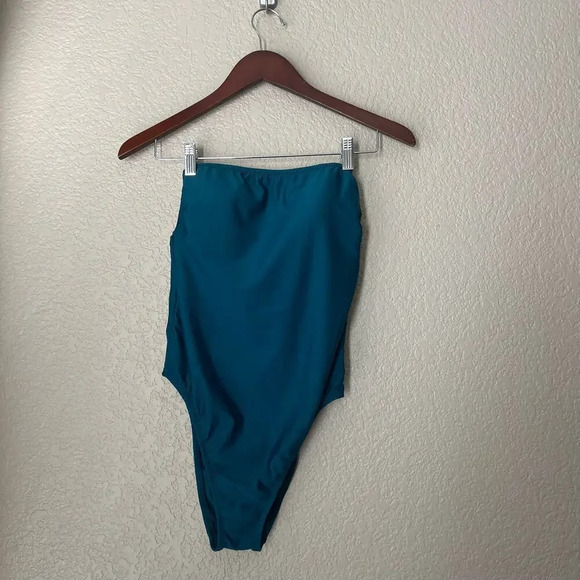 NWT Shade Store Teal Open Back Cut out One Piece Swimsuit Medium New - Picture 3 of 6